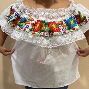 Mexican embroidered off shoulder blouse